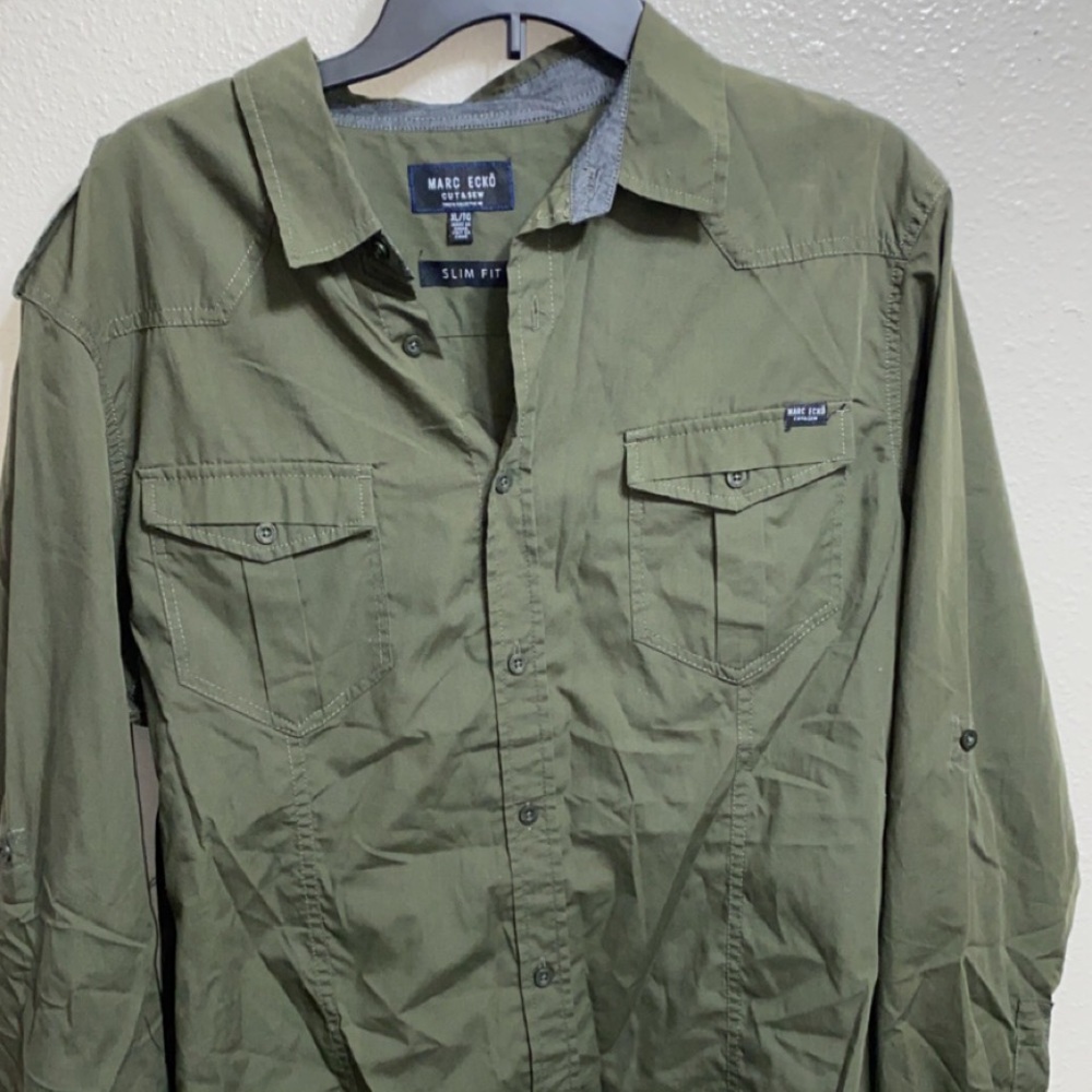 Green designer button down